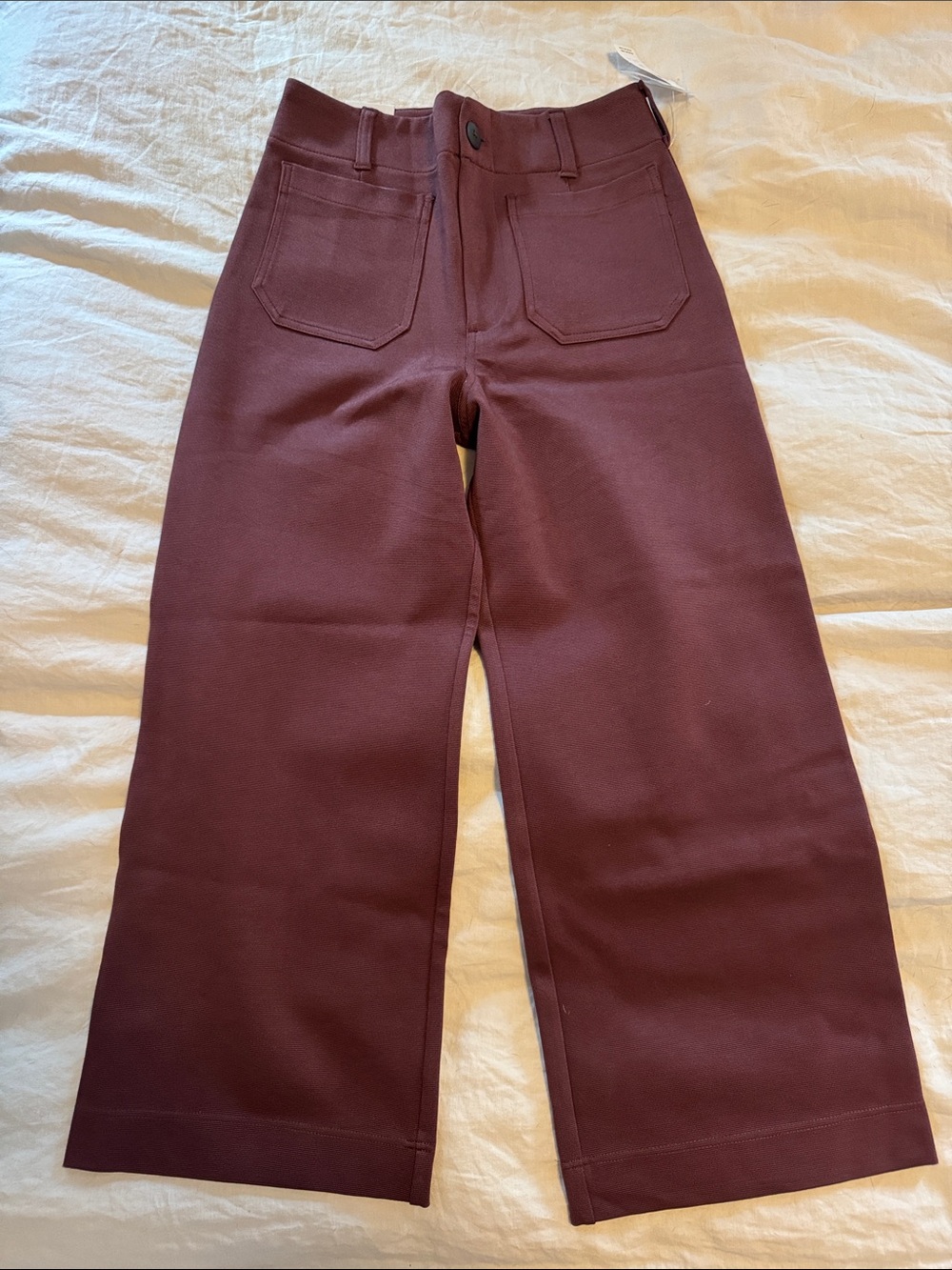 NWT Maeve The Colette Wide-Leg Cropped Pants in Deep Burgundy